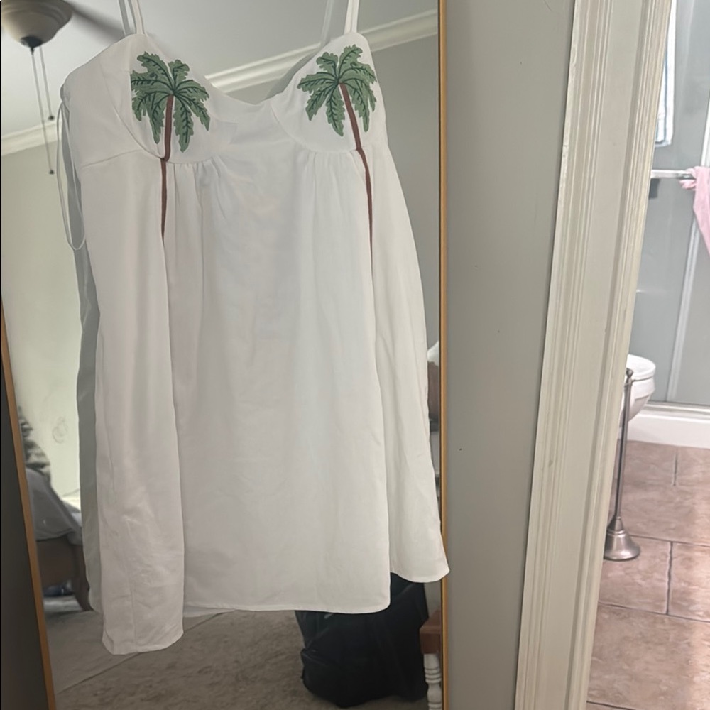 Blue blush palm tree dress